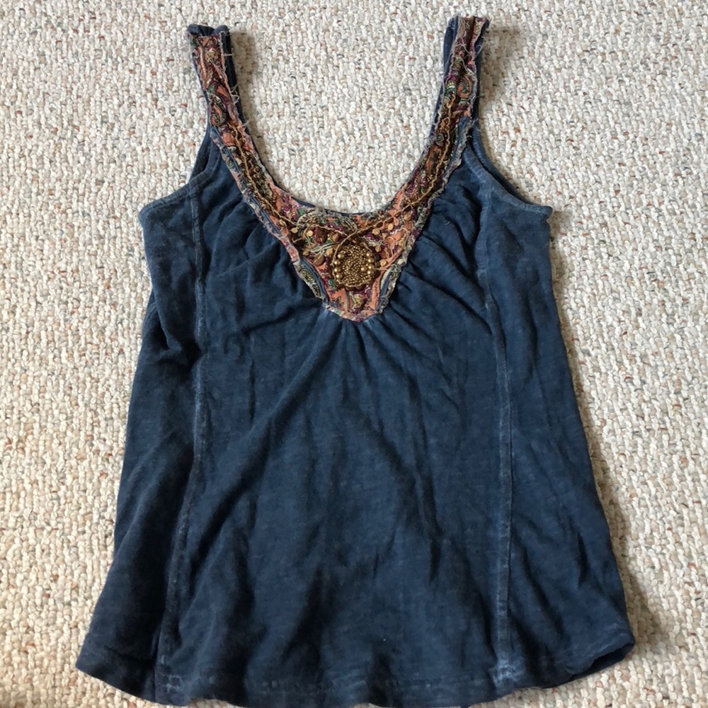 Embroidered Free People tank, size xsmall